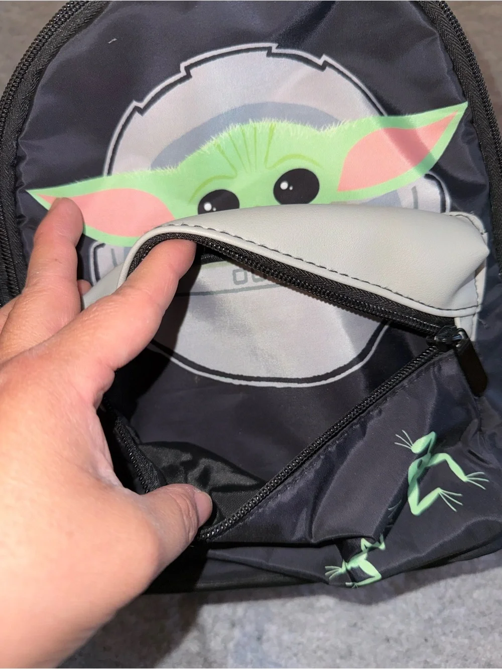 Star Wars Kids Backpack in Black with Green Grogu Artwork